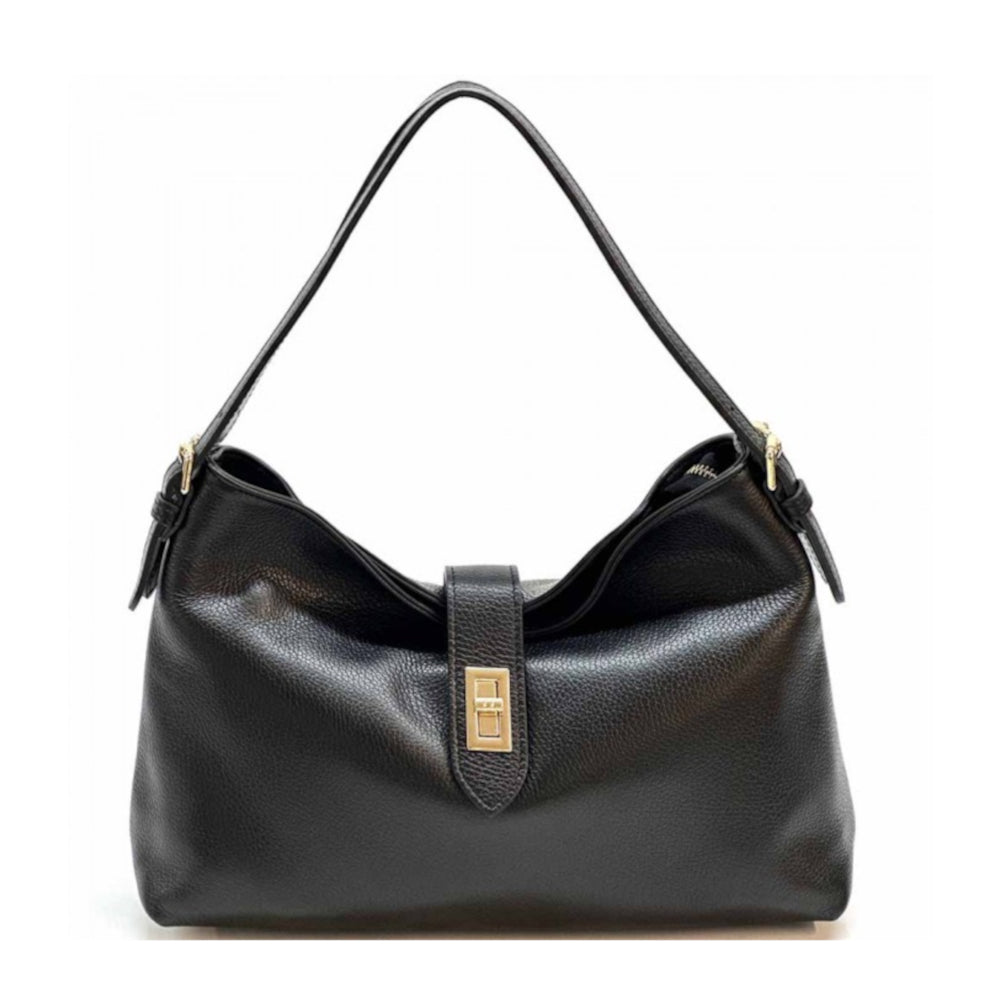 Borsa donna nera a spalla in pelle 34x10x24 cm Carmina