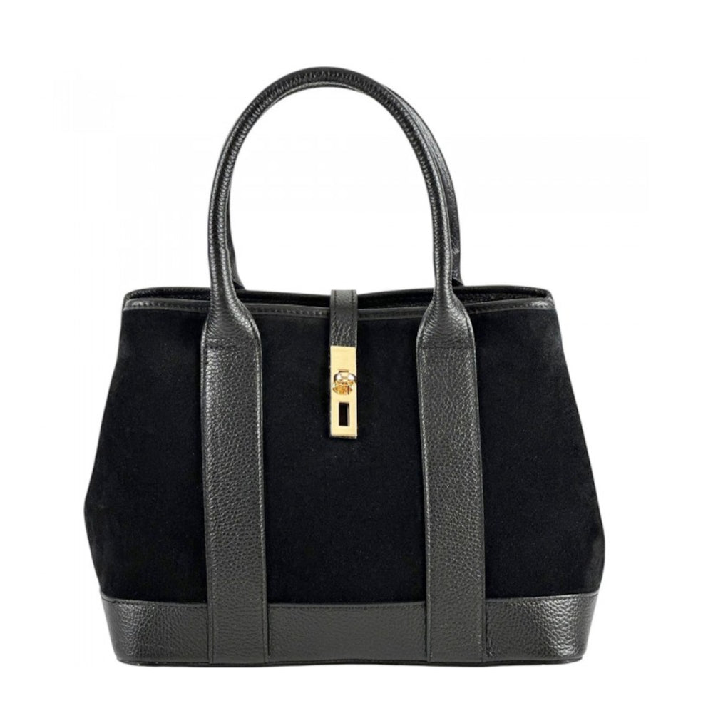 Borsa donna nera a spalla in pelle 35x14.5x23 cm Vera