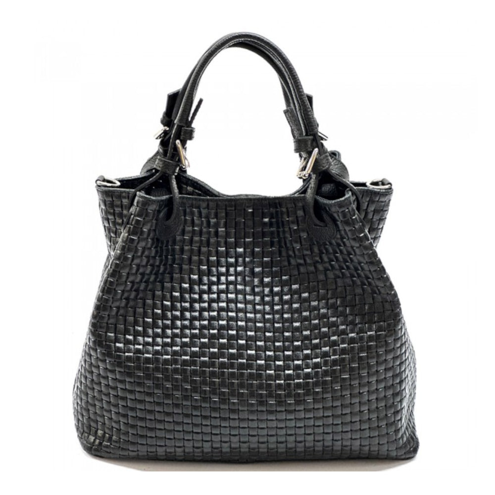 Borsa donna nera a spalla in pelle 35x16x30 cm Debora IN