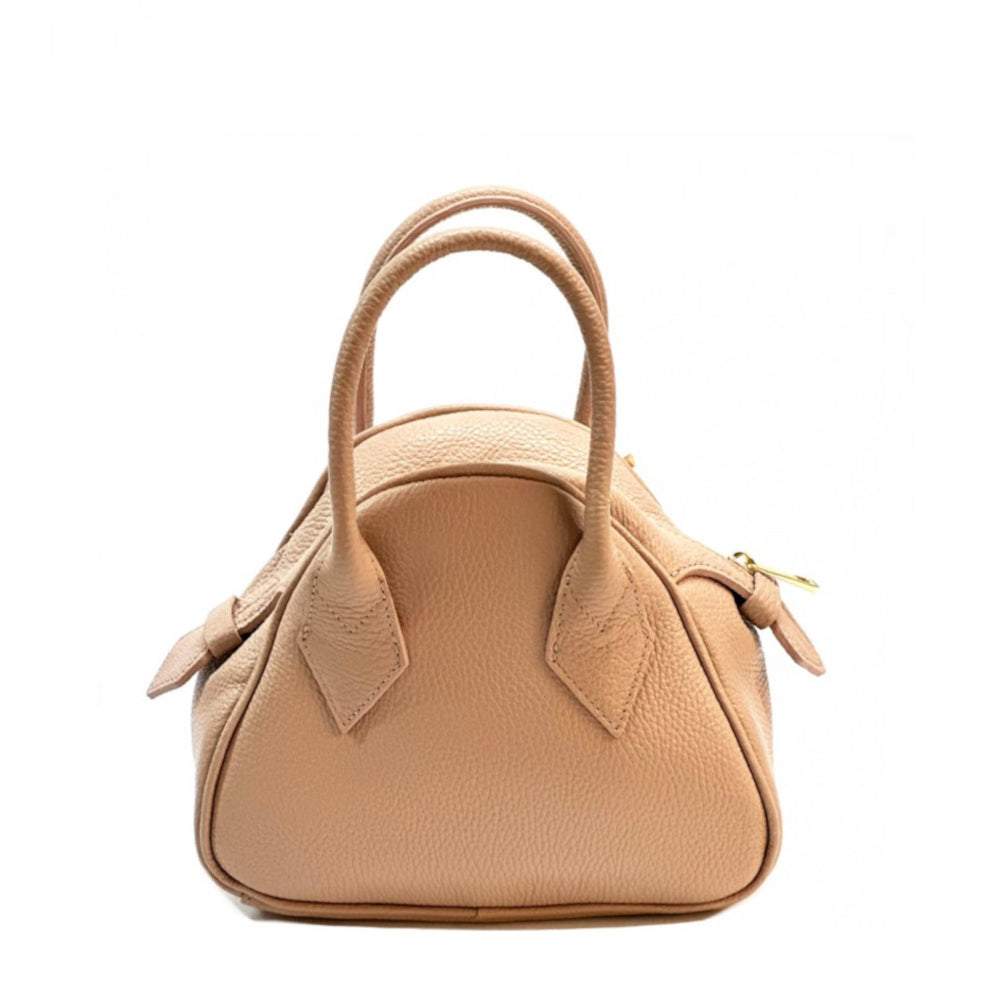 Borsa donna rosa a mano in pelle 24x11x19 cm Portofino