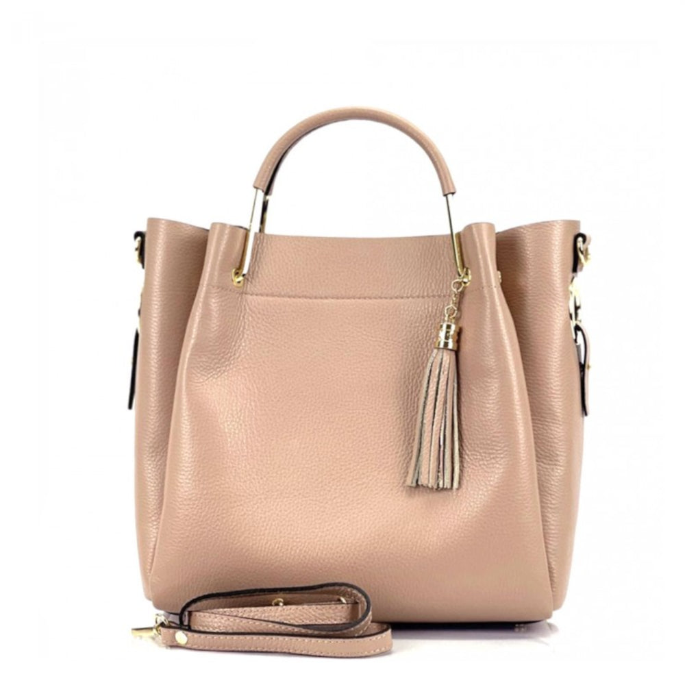 Borsa donna rosa a mano in pelle 30x16x25 cm Veronica