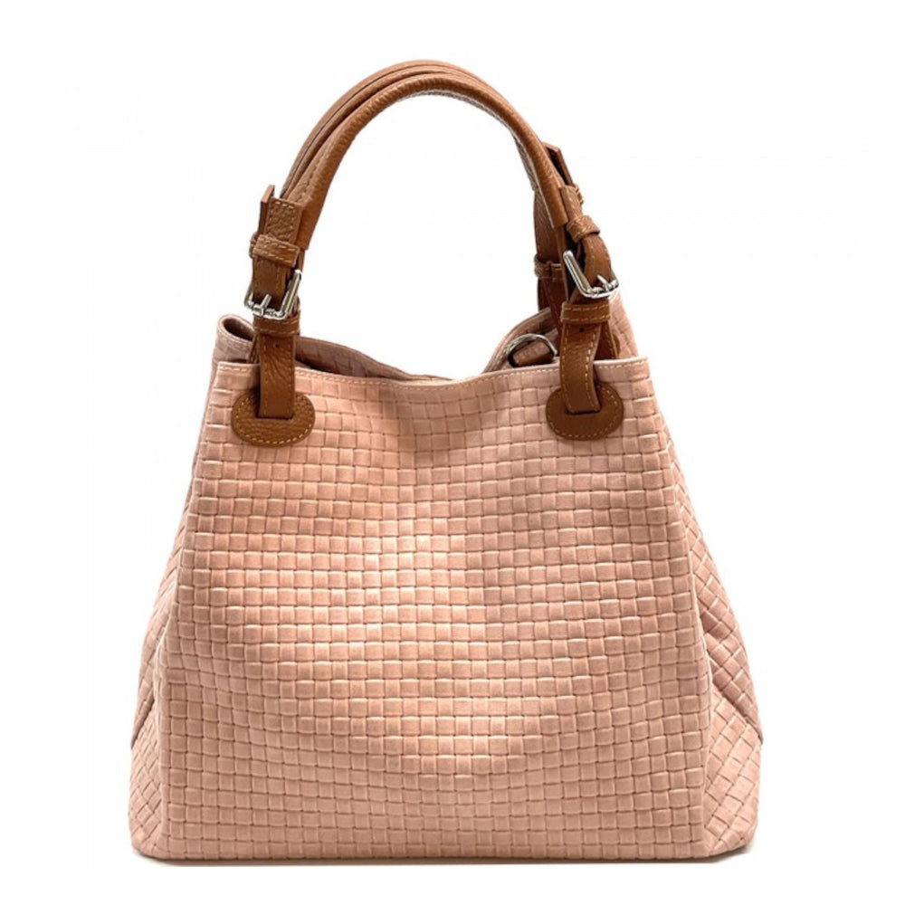 Borsa donna rosa a spalla in pelle 35x16x30 cm Debora IN