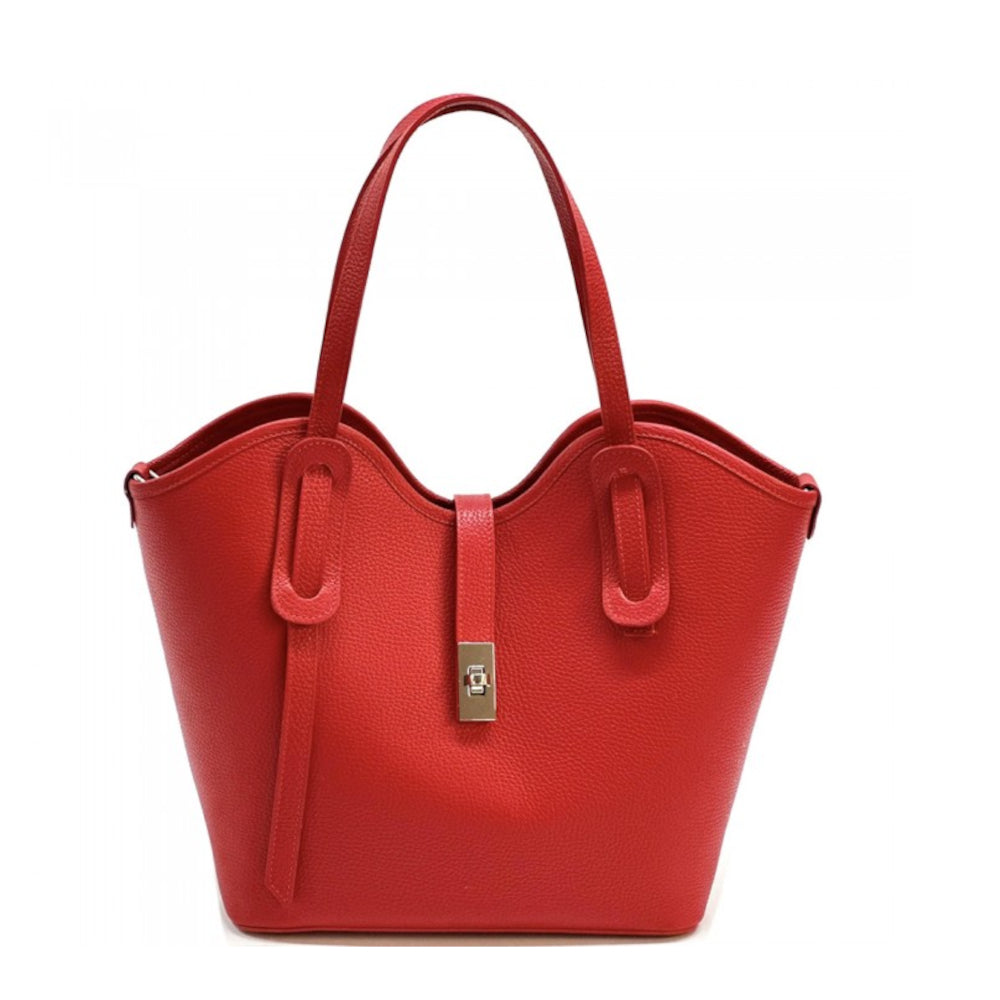 Borsa donna rossa a spalla in pelle 37x12x30 cm Bianca