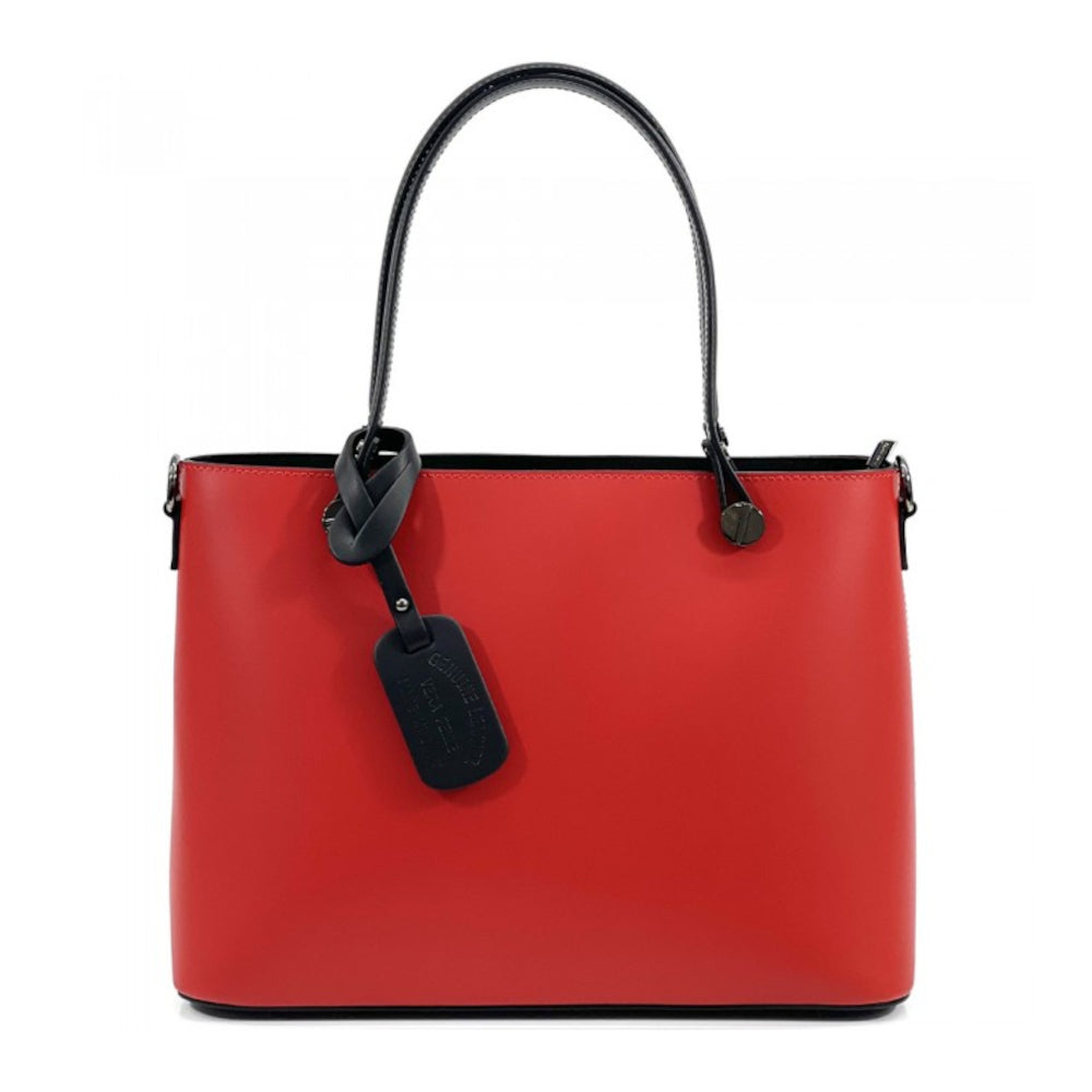 Borsa donna rossa e nera a spalla in pelle 37x16x28 cm Margherita