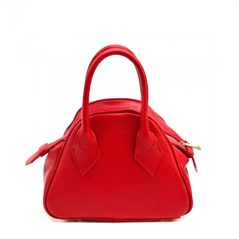 Borsa donna rosso chiaro a mano in pelle 24x11x19 cm Portofino