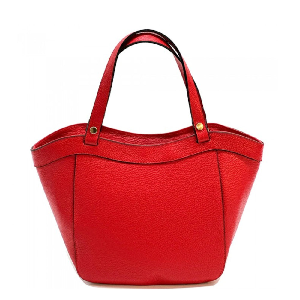 Borsa donna rosso chiaro a mano in pelle 36x13x23 cm Bella Tote
