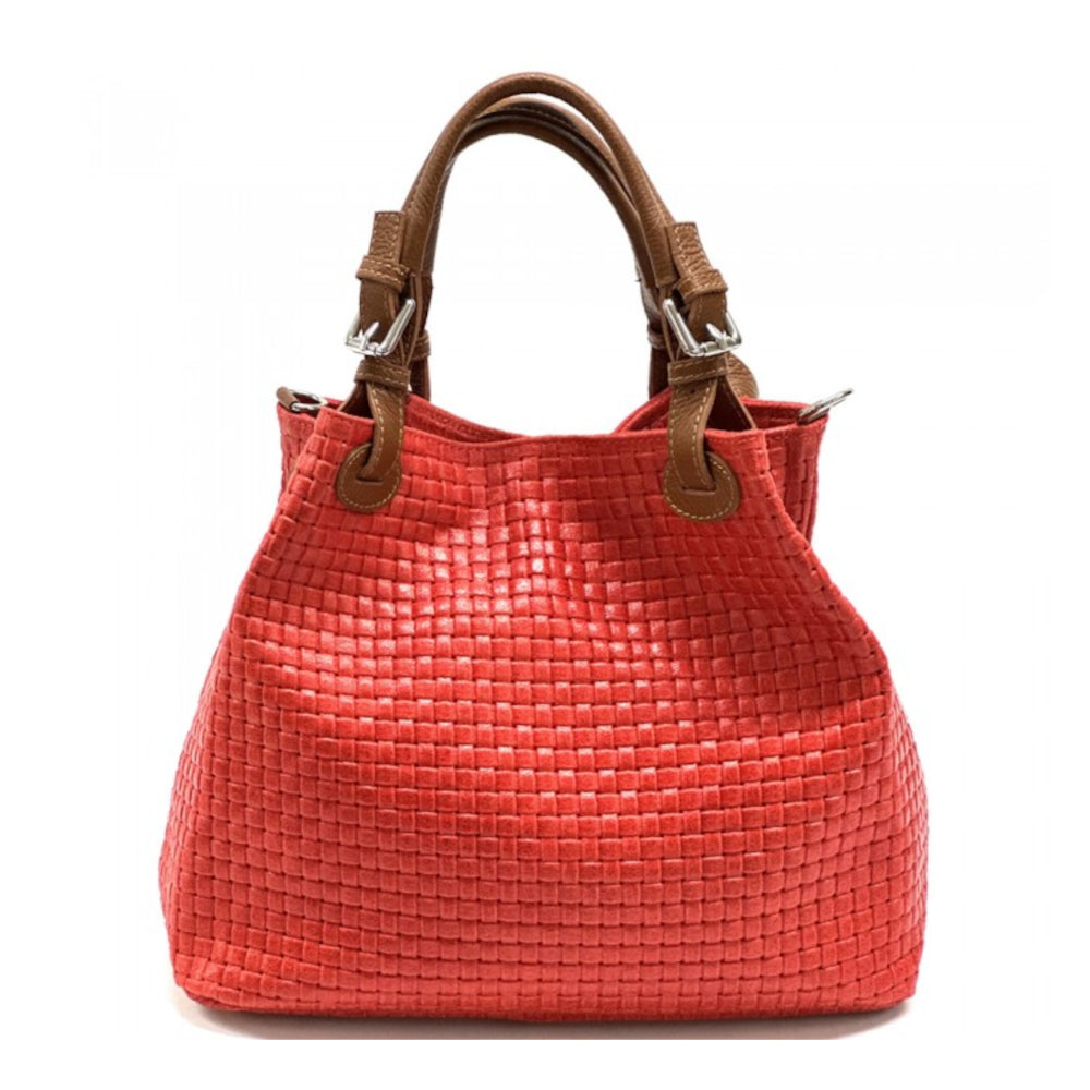 Borsa donna rosso chiaro a spalla in pelle 35x16x30 cm Debora IN
