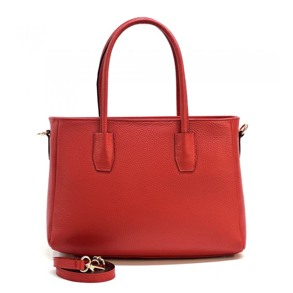 Borsa donna rosso chiaro a spalla in pelle 37x12x42 cm Elisenta