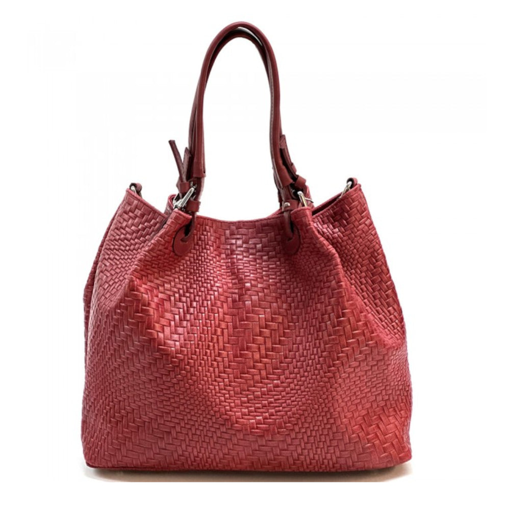 Borsa donna rosso chiaro a spalla in pelle 46x18x29 cm Debora S