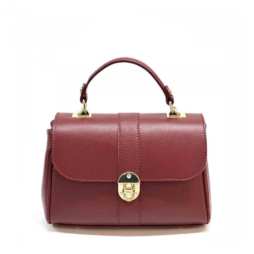 Borsa donna rosso scuro a mano in pelle 26x10x18 cm Bowling