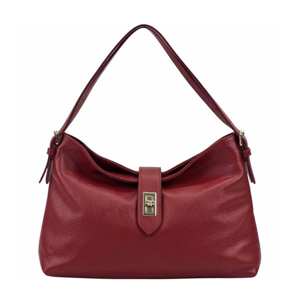 Borsa donna rosso scuro a spalla in pelle 34x10x24 cm Carmina