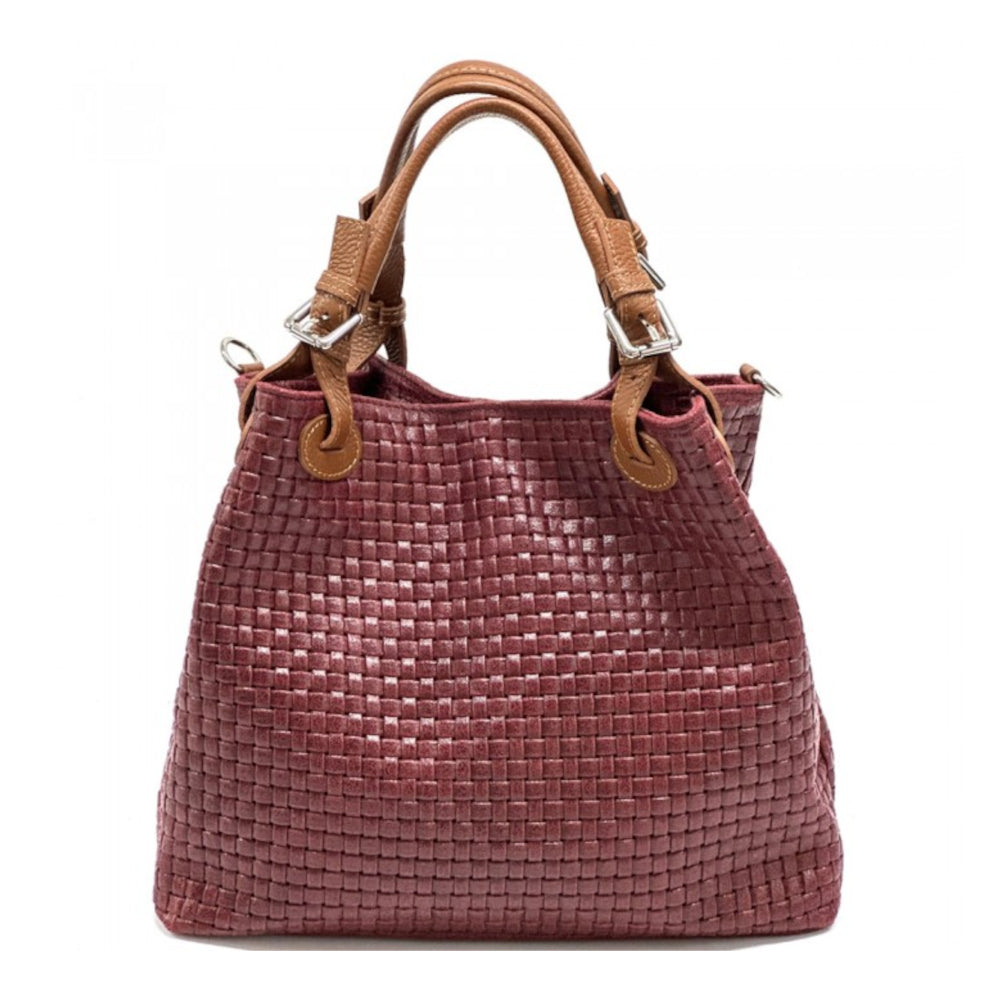 Borsa donna rosso scuro a spalla in pelle 35x16x30 cm Debora IN