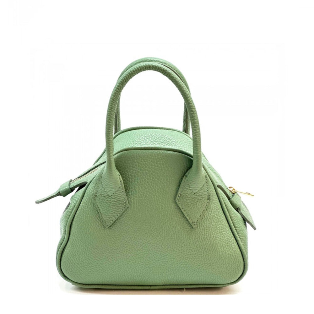 Borsa donna verde chiaro a mano in pelle 24x11x19 cm Portofino