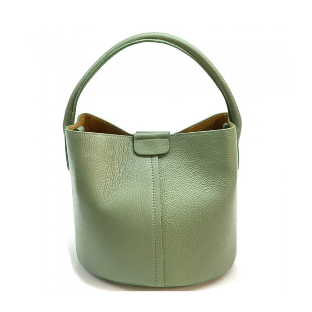 Borsa donna verde chiaro a mano in pelle 26x18x23 cm Grazia