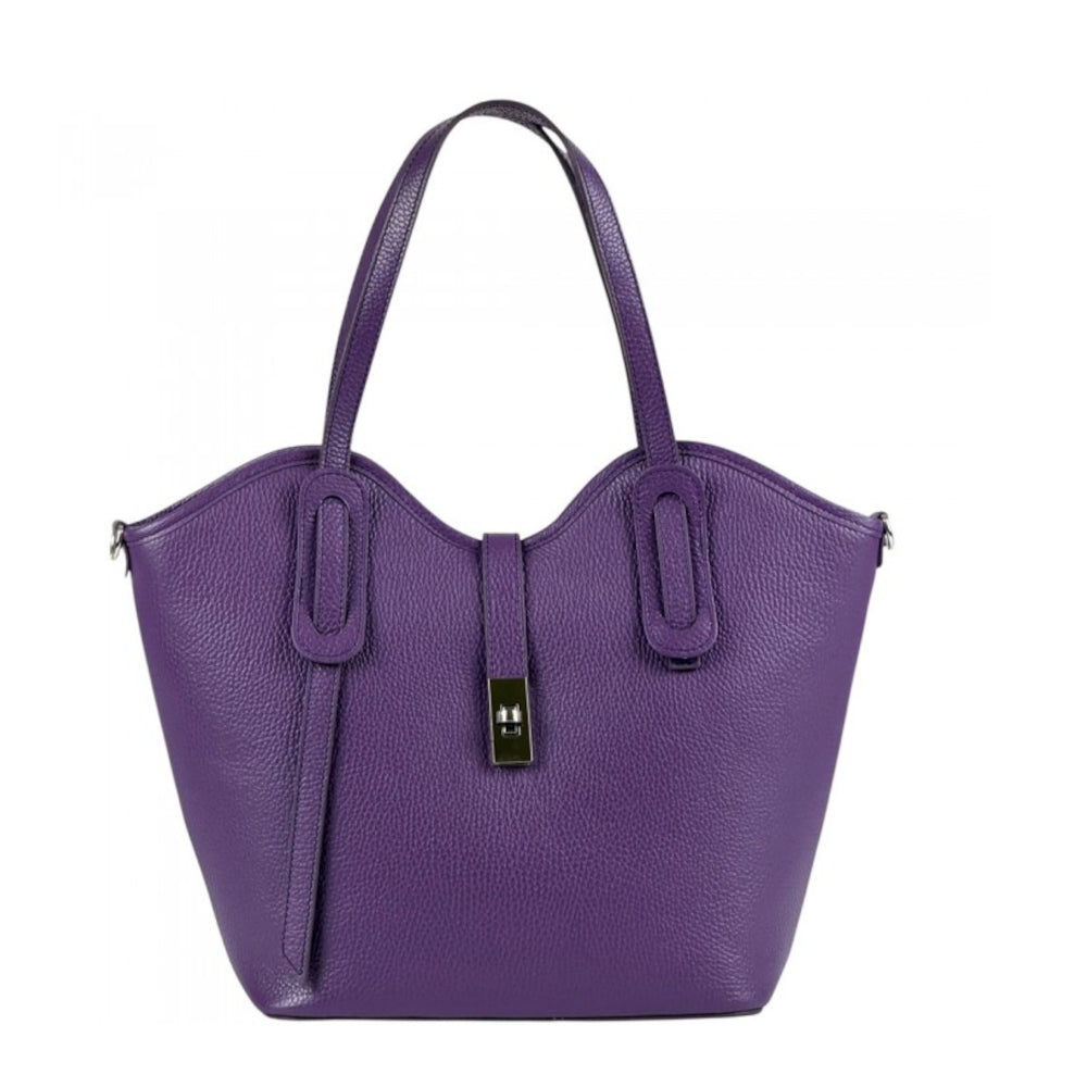 Borsa donna viola a spalla in pelle 37x12x30 cm Bianca