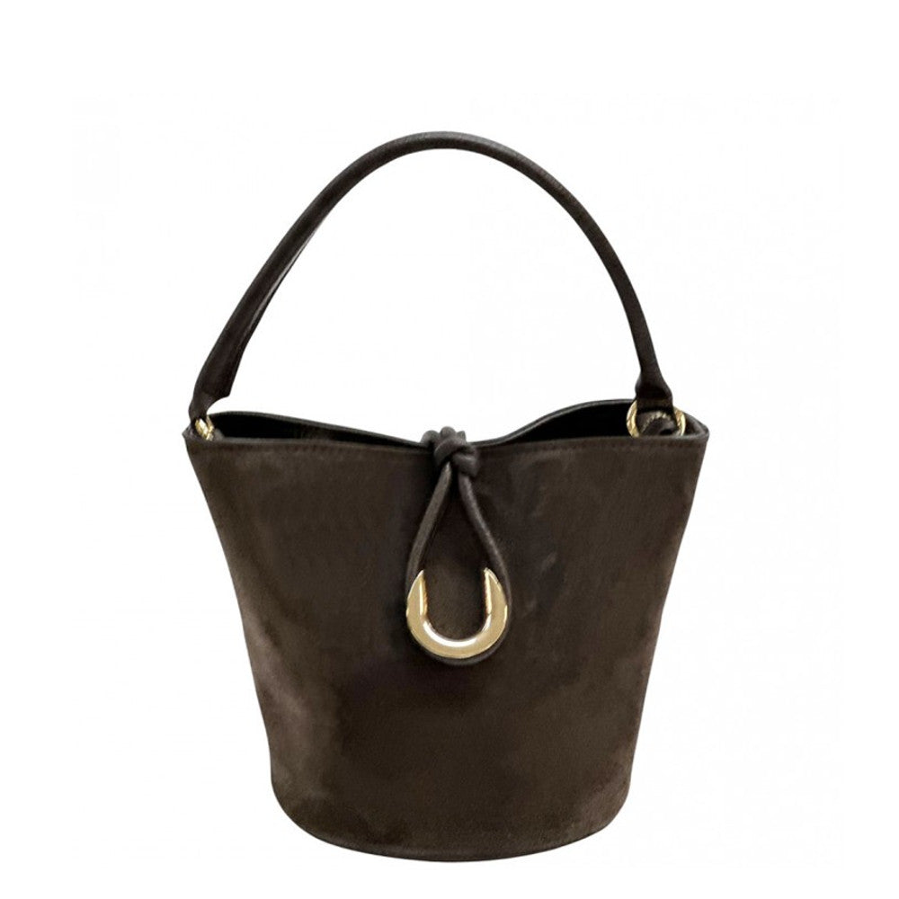 Borsa secchiello da donna Testa di Moro a mano in pelle 22x14x18 cm Nadia