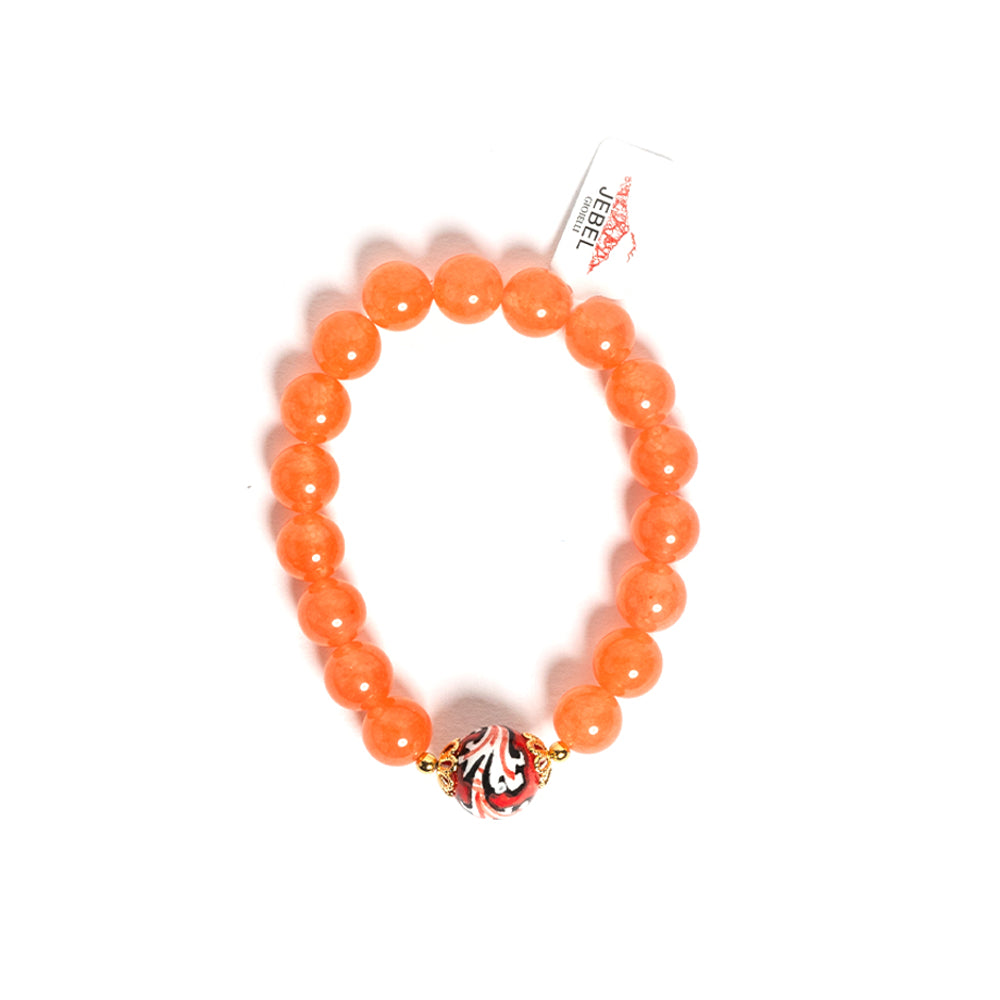 Bracciale Agave in agata salmone e perla in ceramica di Caltagirone