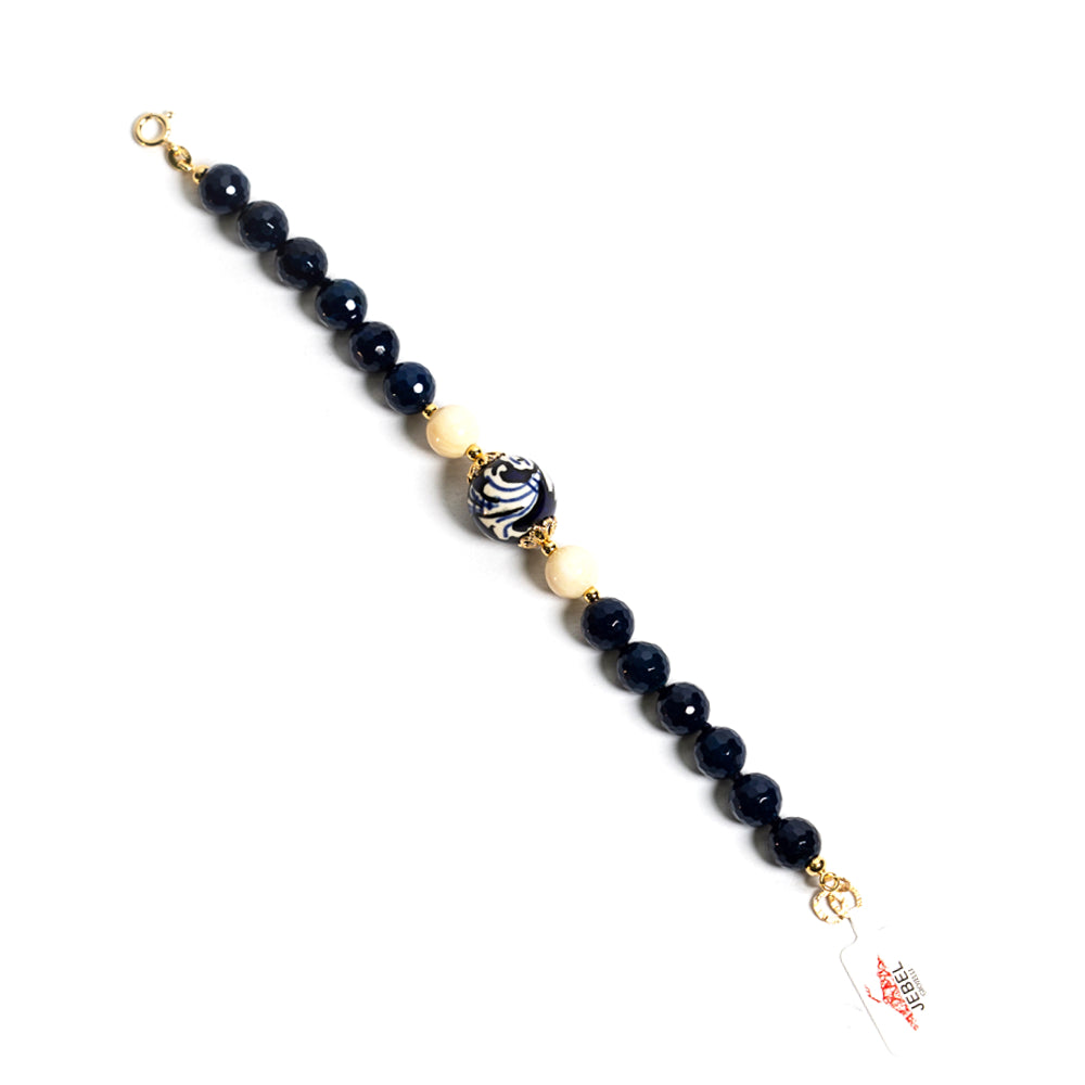 Bracciale Alicudi in pietre dure onice e perla in ceramica di Caltagirone