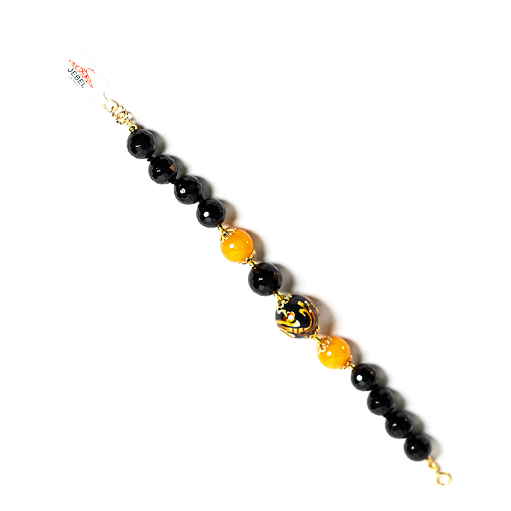 Bracciale Bagheria in agata gialla e perla in ceramica di Caltagirone