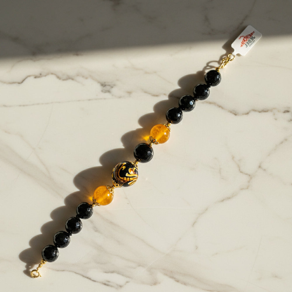 Bracciale Bagheria in agata gialla e perla in ceramica di Caltagirone