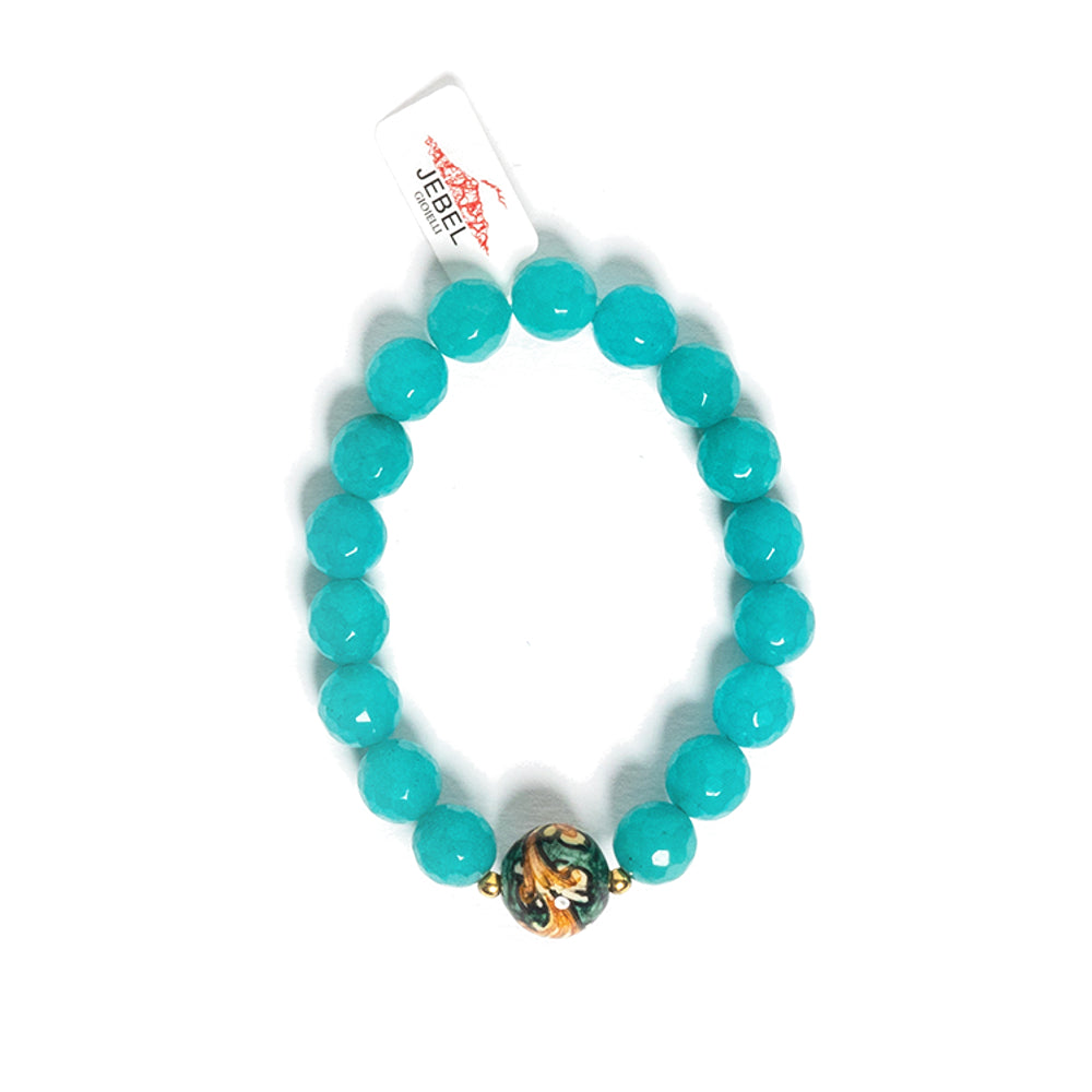 Bracciale Calipso in agata ottanio e perla in ceramica di Caltagirone