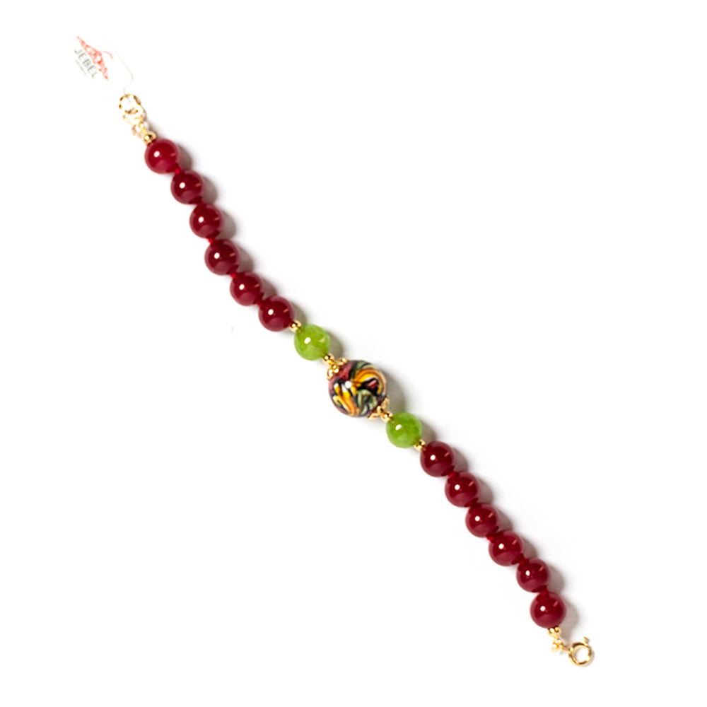 Bracciale Caltagirone in agata verde e perla in ceramica di Caltagirone
