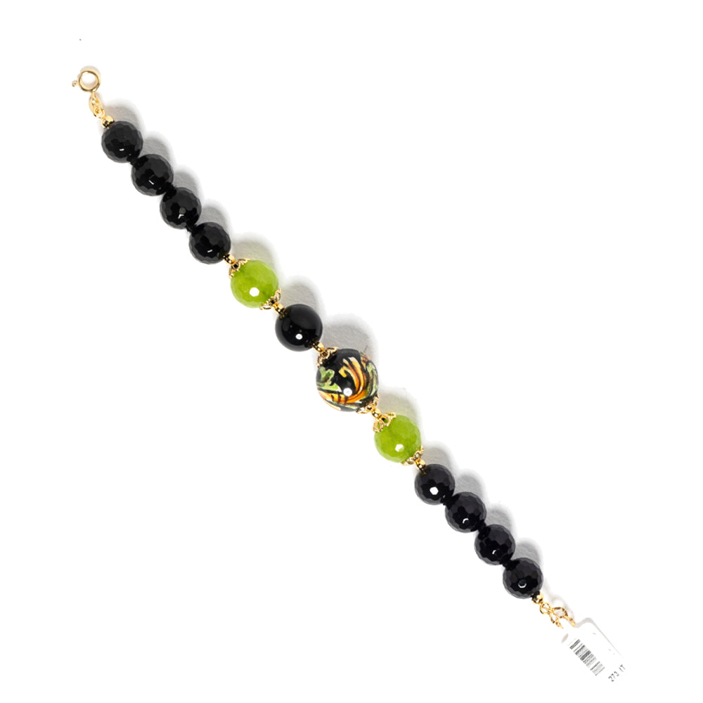 Bracciale Cerda in pietre dure onice e perla in ceramica di Caltagirone