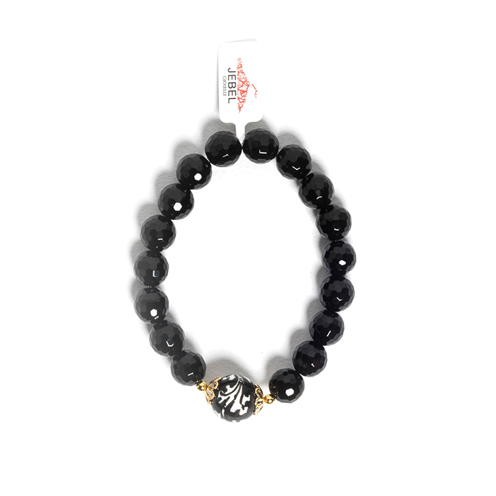 Bracciale Clio in pietre dure onice e perla in ceramica di Caltagirone