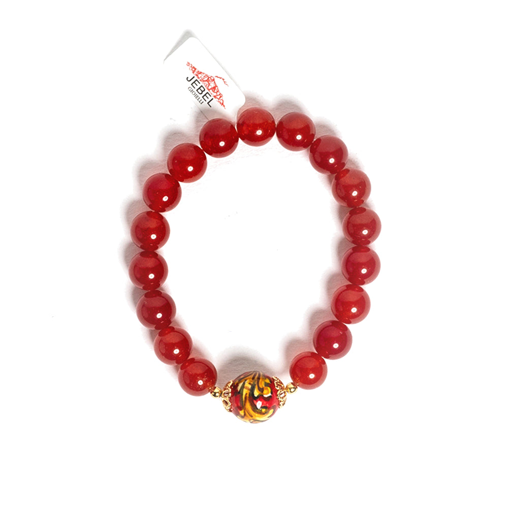 Bracciale Dafne in agata rossa e perla in ceramica di Caltagirone