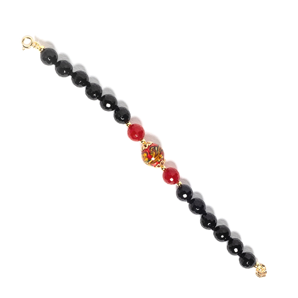 Bracciale Ebe in pietre dure onice e perla in ceramica di Caltagirone