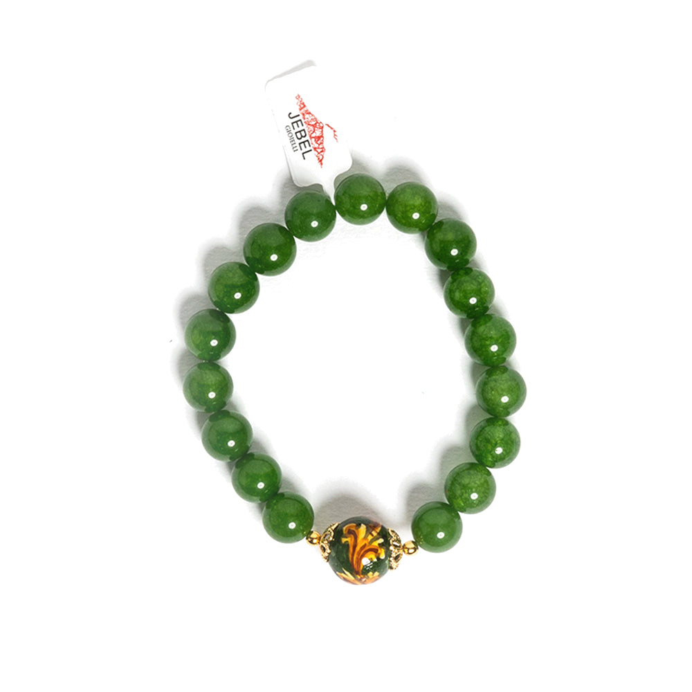 Bracciale Egle in angelite verde e perla in ceramica di Caltagirone
