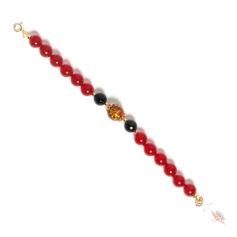 Bracciale Eos in agata bordeaux onice e perla in ceramica di Caltagirone