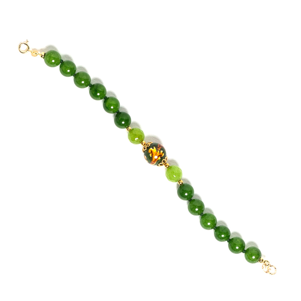 Bracciale Leto in agata verde e perla in ceramica di Caltagirone