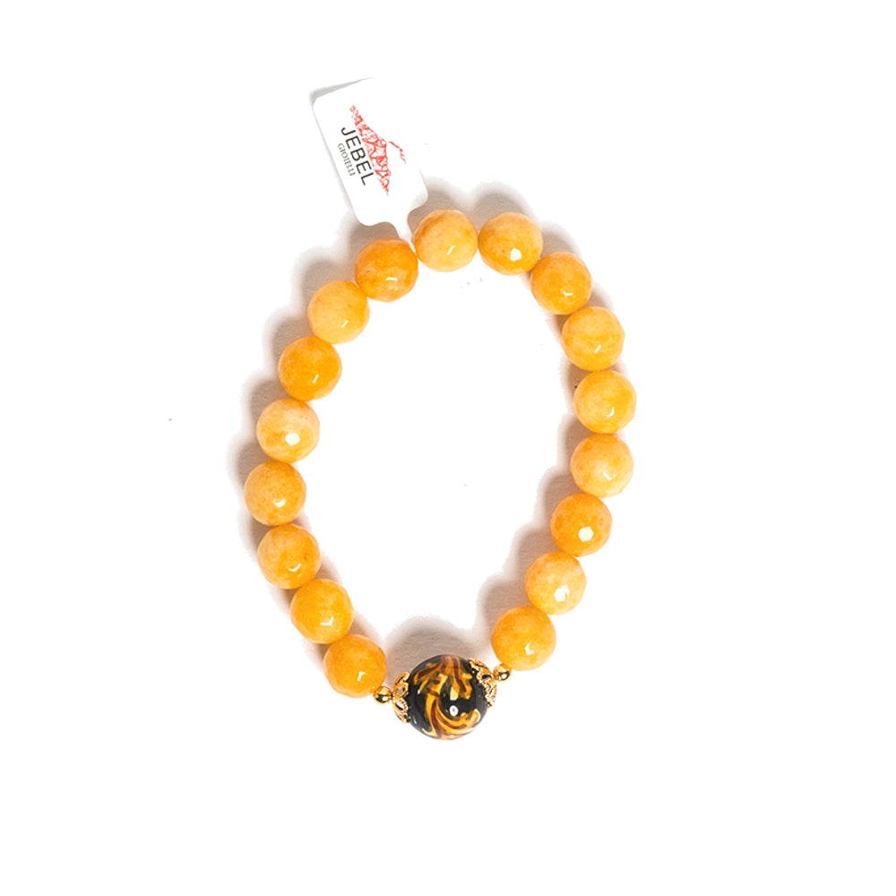 Bracciale Melissa in agata gialla e perla in ceramica di Caltagirone