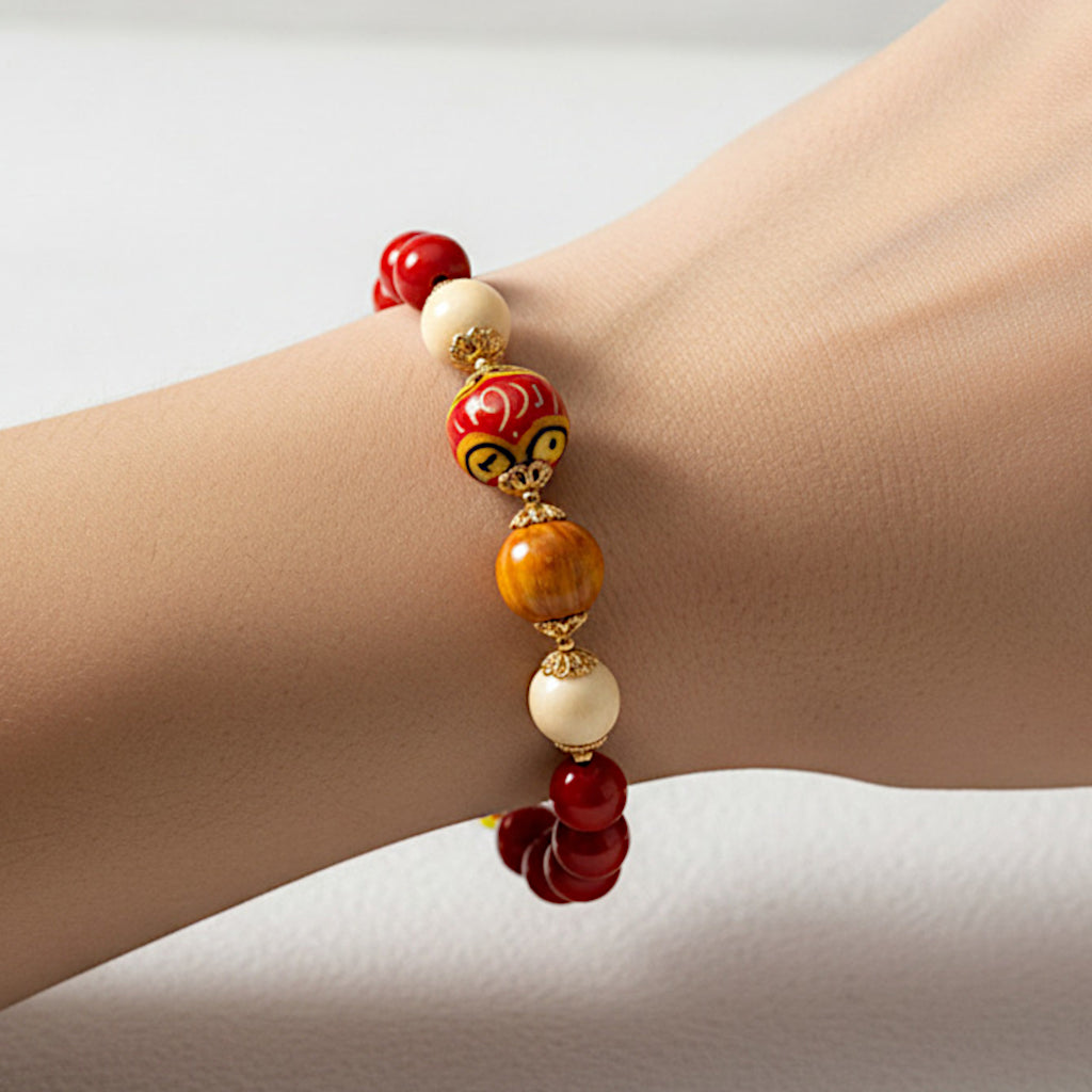 Bracciale Milazzo in agata rossa e perle in ceramica di Caltagirone