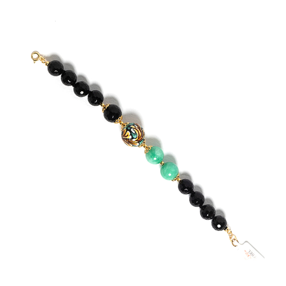 Bracciale Militello in pietre dure onice e perle in ceramica di Caltagirone