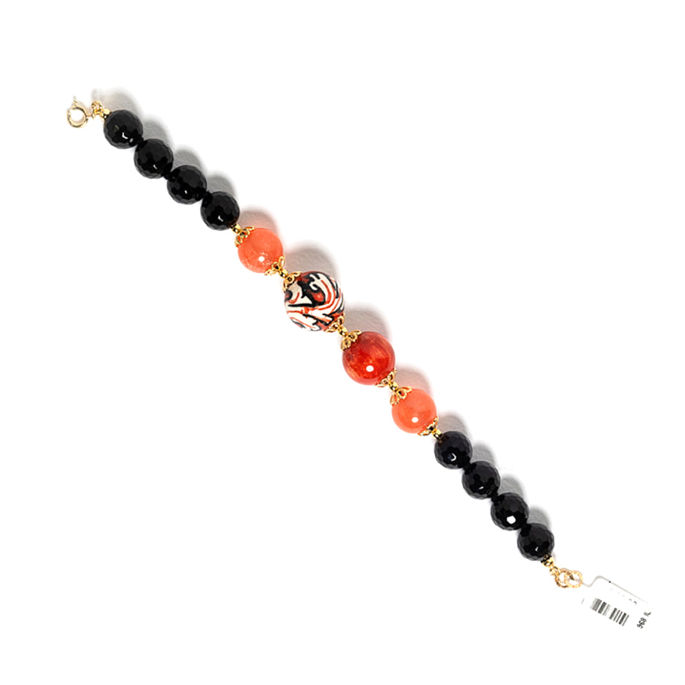 Bracciale Millo in pietre dure onice e perle in ceramica di Caltagirone