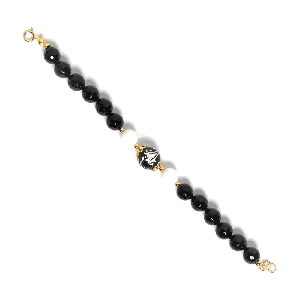 Bracciale Nike in pietre dure onice e perla in ceramica di Caltagirone