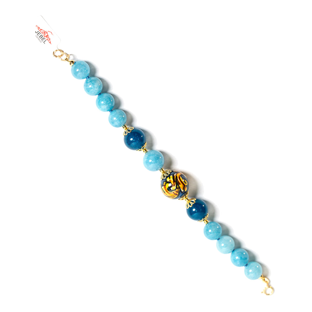 Bracciale Panarea in angelite e perla in ceramica di Caltagirone