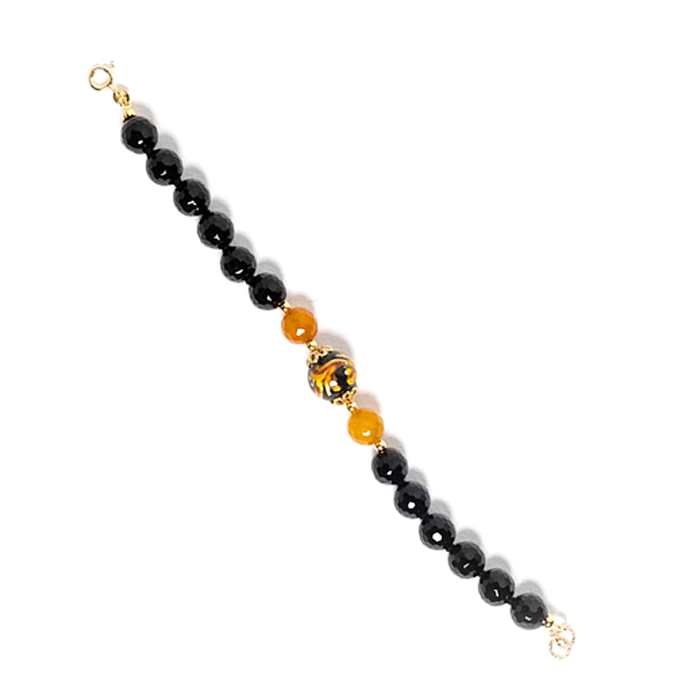 Bracciale Persefone in pietre dure onice e perla in ceramica di Caltagirone