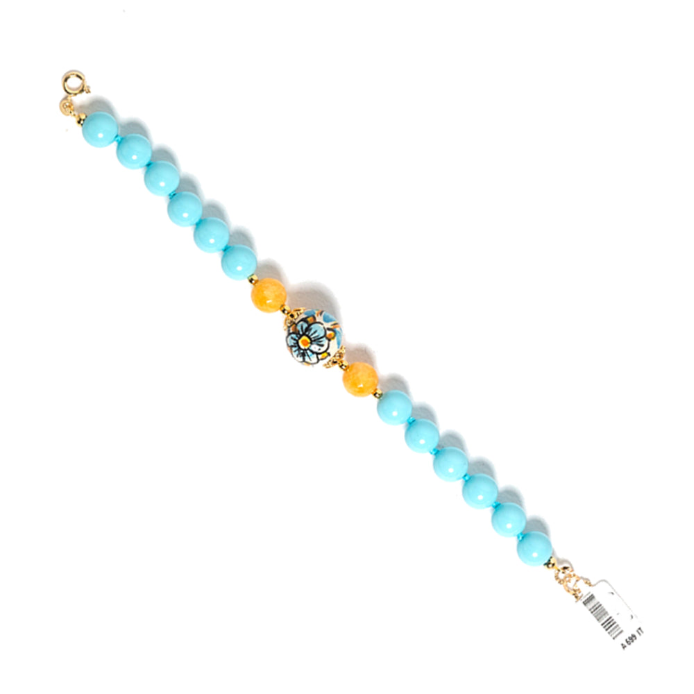 Bracciale Pozzallo in pasta di turchese e perla in ceramica di Caltagirone