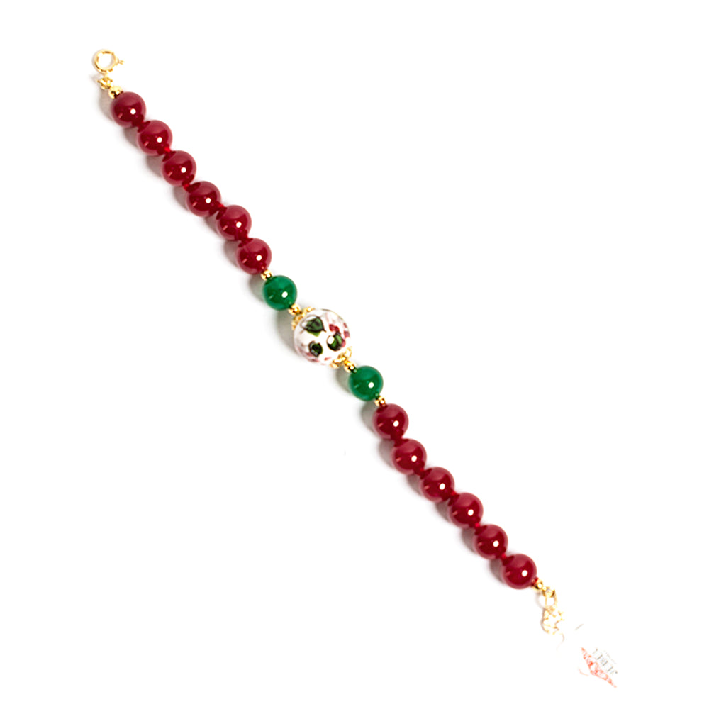 Bracciale Salina in agata rossa e perla in ceramica di Caltagirone