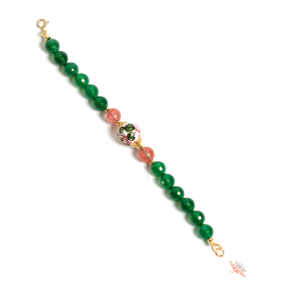 Bracciale Salina in agata verde e perla in ceramica di Caltagirone