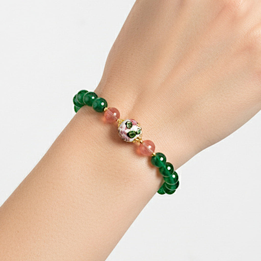 Bracciale Salina in agata verde e perla in ceramica di Caltagirone