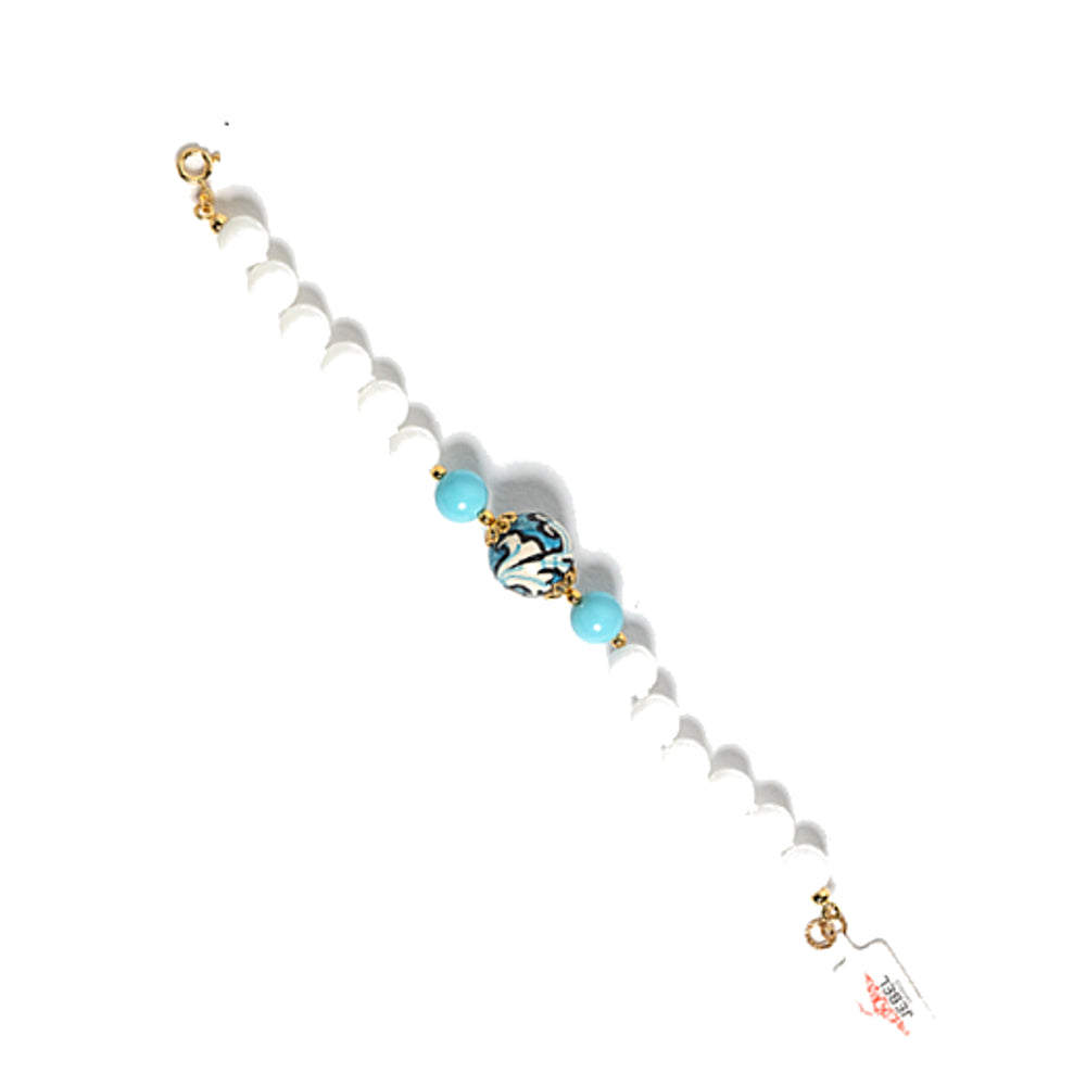 Bracciale Segesta in agata bianca e perla in ceramica di Caltagirone