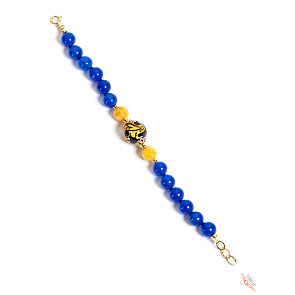 Bracciale Selinunte in agata blu e perla in ceramica di Caltagirone