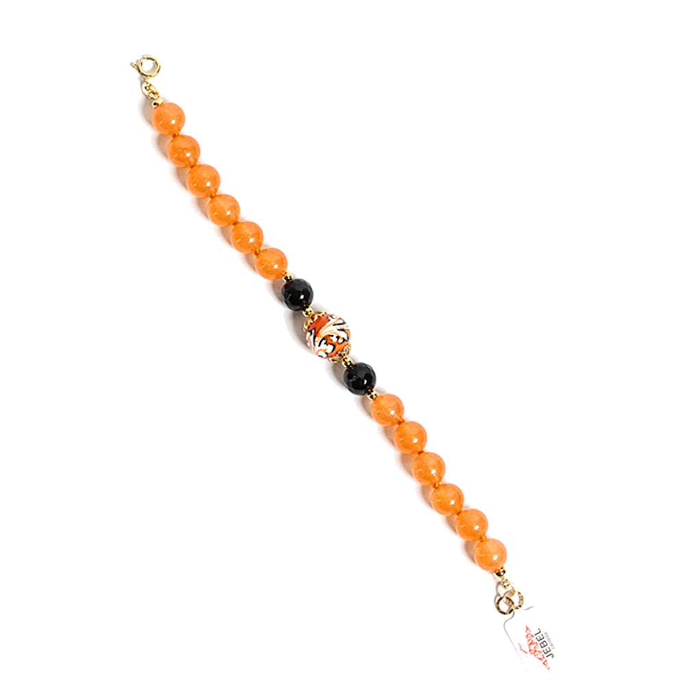 Bracciale Siracusa in agata salmone e perla in ceramica di Caltagirone