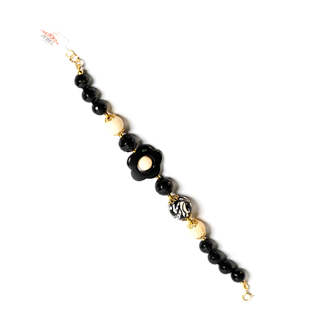 Bracciale Stromboli in pietre dure onice e perla in ceramica di Caltagirone