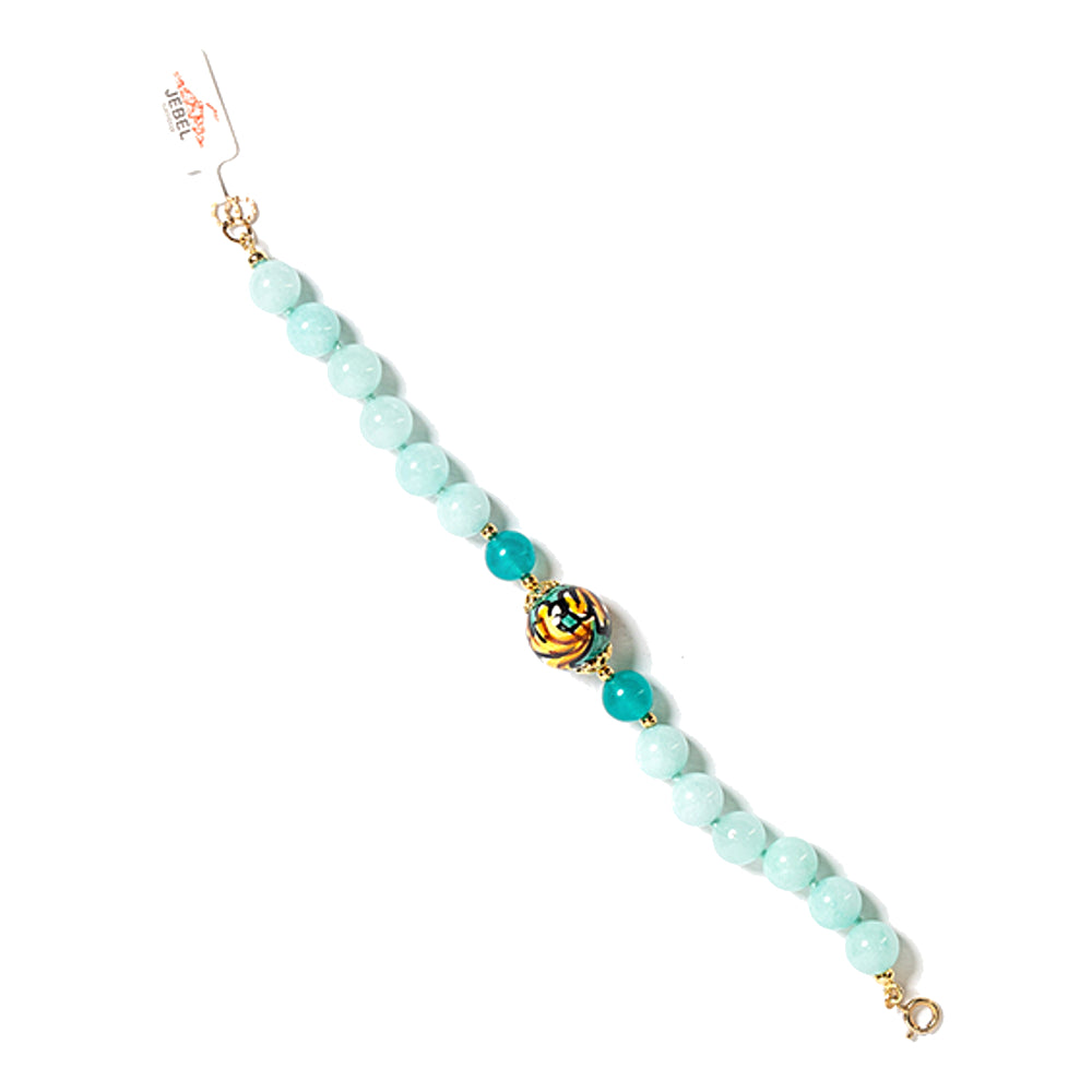 Bracciale Taormina in agata verde e perla in ceramica di Caltagirone
