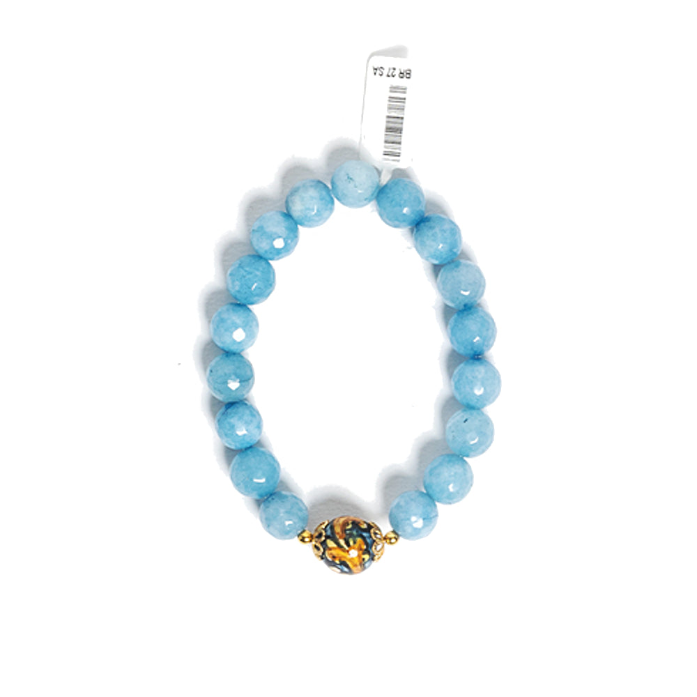 Bracciale Teti in angelite e perla in ceramica di Caltagirone